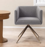 Dark Gray And Brass Upholstered Fabric Dining Arm Chair - Homeroots