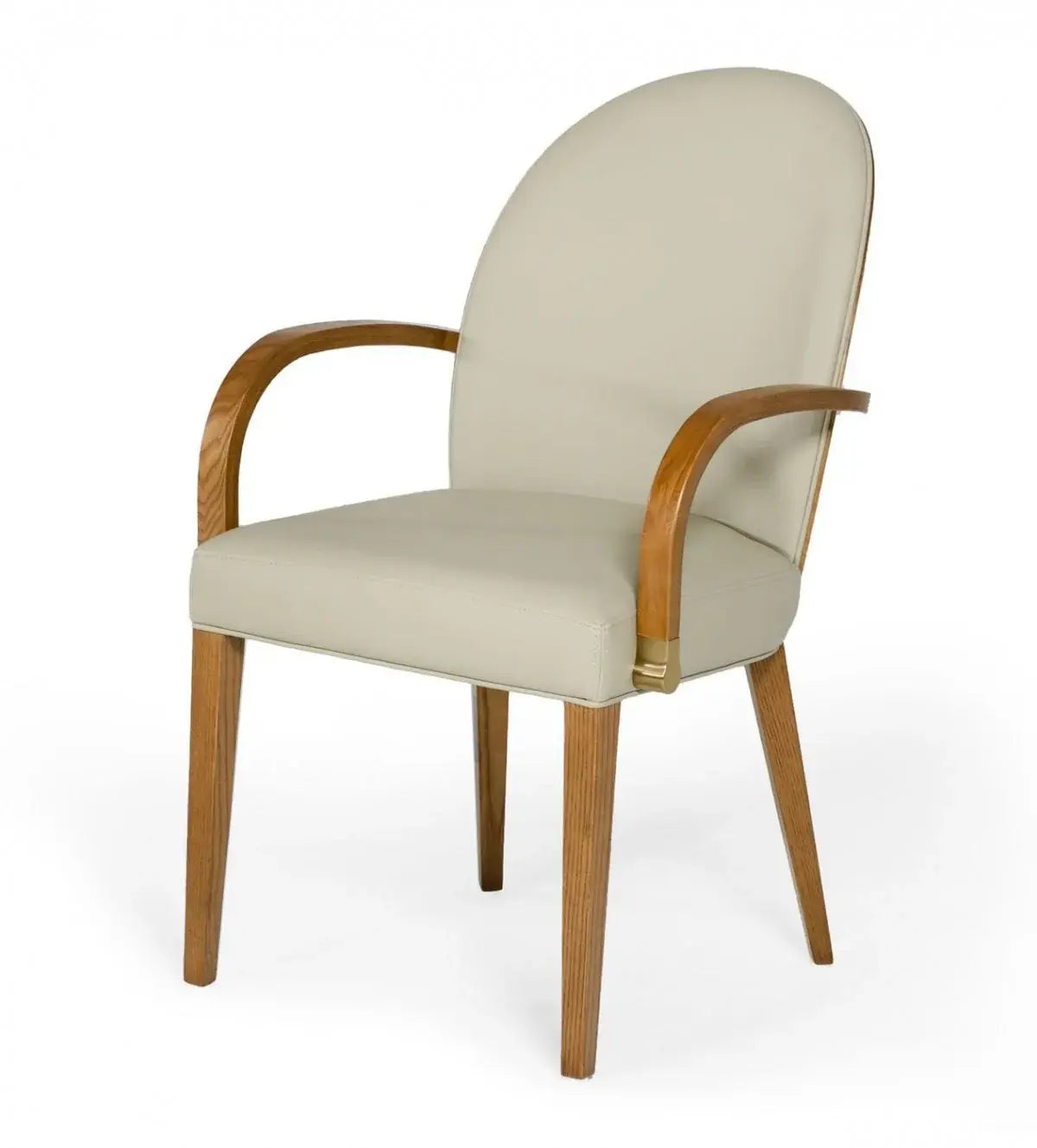 Gray And Brown Upholstered Faux Leather Dining Arm Chair - Homeroots - Flyclothing LLC