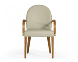 Gray And Brown Upholstered Faux Leather Dining Arm Chair - Homeroots - Flyclothing LLC