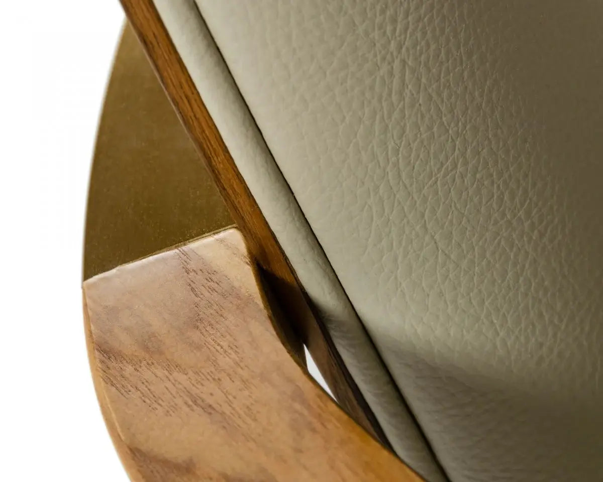 Gray And Brown Upholstered Faux Leather Dining Arm Chair - Homeroots - Flyclothing LLC