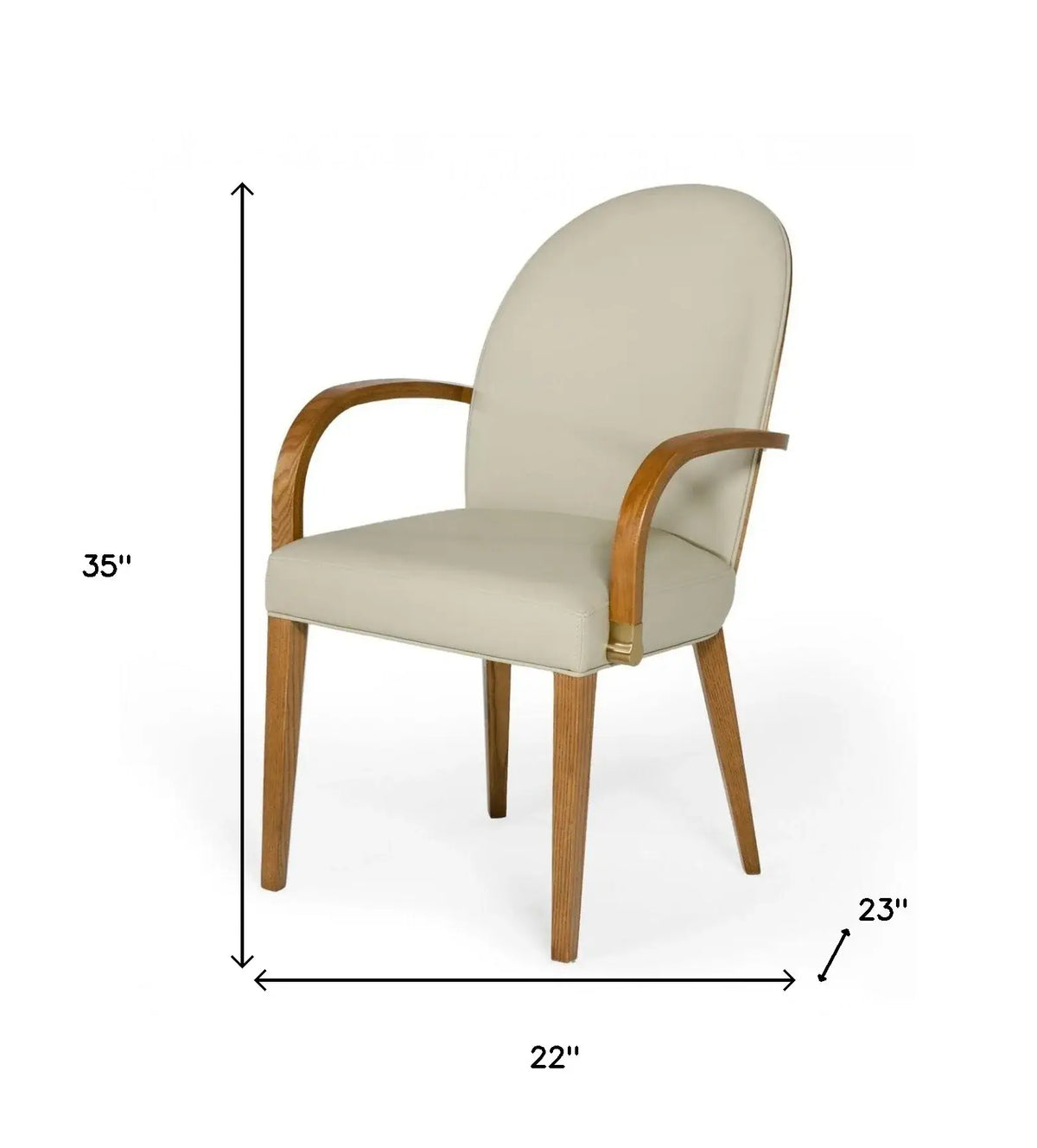 Gray And Brown Upholstered Faux Leather Dining Arm Chair - Homeroots - Flyclothing LLC