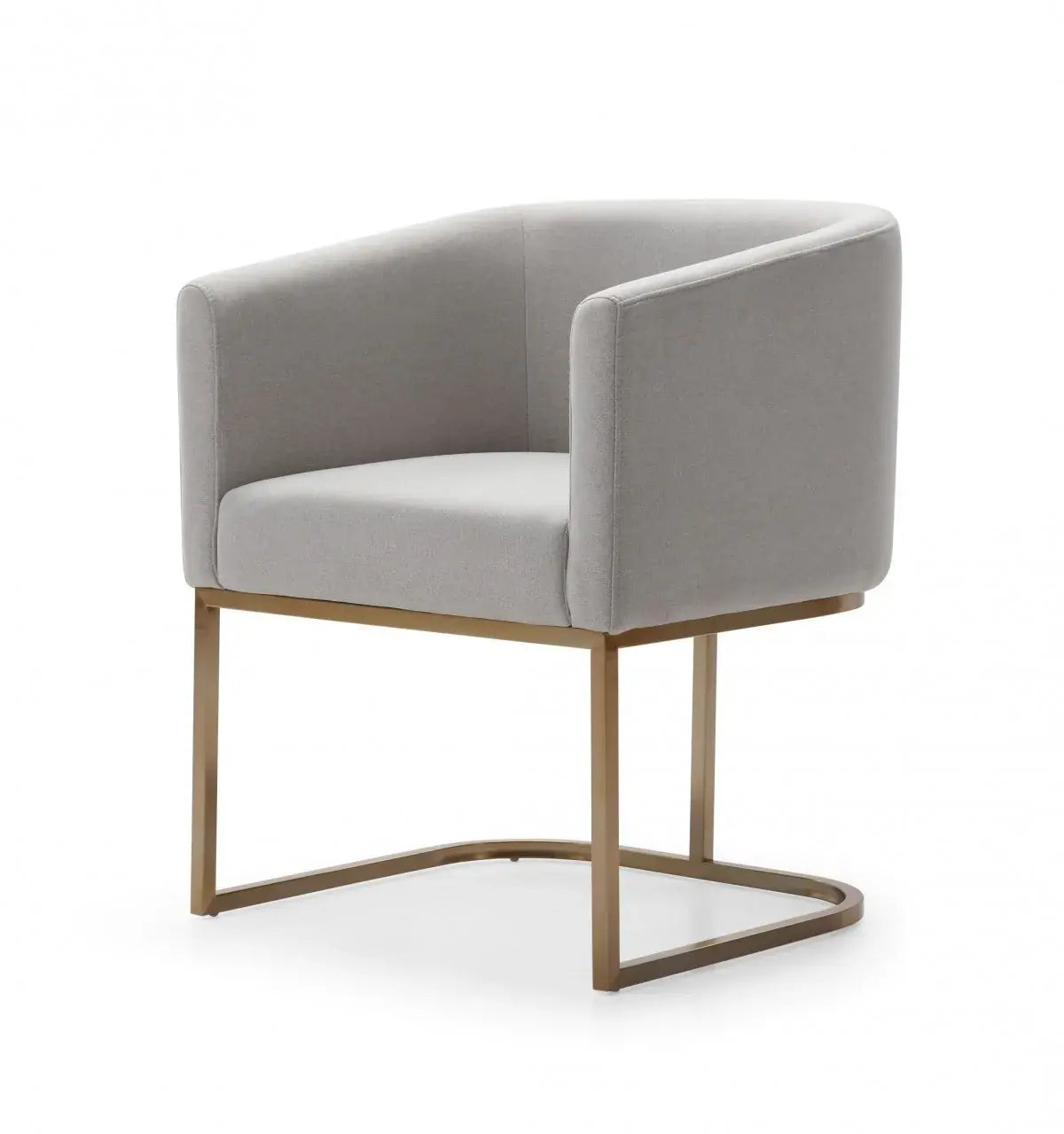 Light Gray And Antiqued Brass Upholstered Fabric Dining Arm Chair - Homeroots - Flyclothing LLC