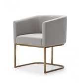Light Gray And Antiqued Brass Upholstered Fabric Dining Arm Chair - Homeroots - Flyclothing LLC