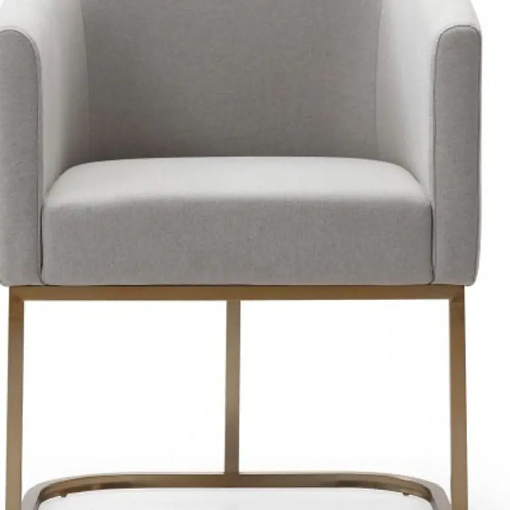 Light Gray And Antiqued Brass Upholstered Fabric Dining Arm Chair - Homeroots - Flyclothing LLC