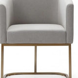Light Gray And Antiqued Brass Upholstered Fabric Dining Arm Chair - Homeroots - Flyclothing LLC