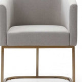 Light Gray And Antiqued Brass Upholstered Fabric Dining Arm Chair - Homeroots - Flyclothing LLC