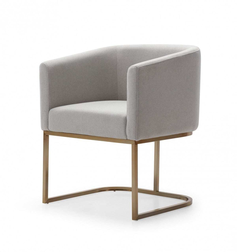 Light Gray And Antiqued Brass Upholstered Fabric Dining Arm Chair - Homeroots - Flyclothing LLC
