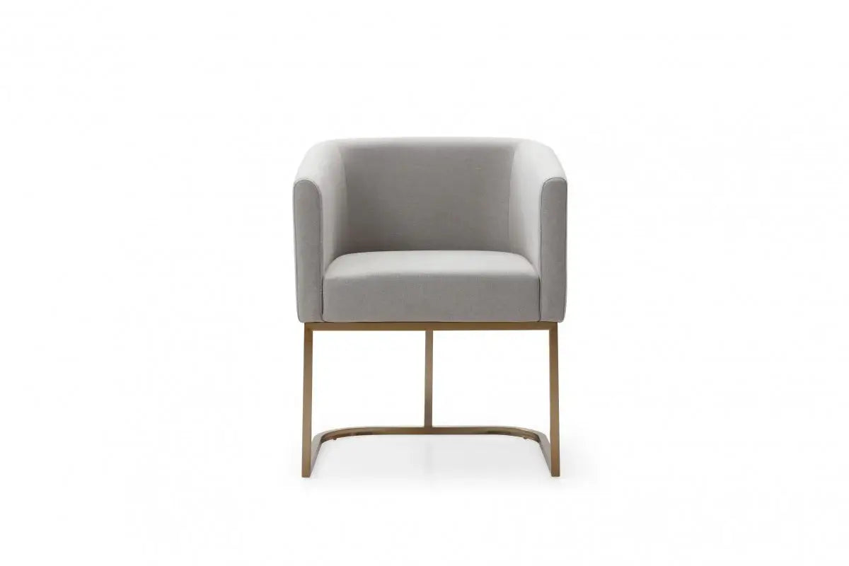 Light Gray And Antiqued Brass Upholstered Fabric Dining Arm Chair - Homeroots - Flyclothing LLC