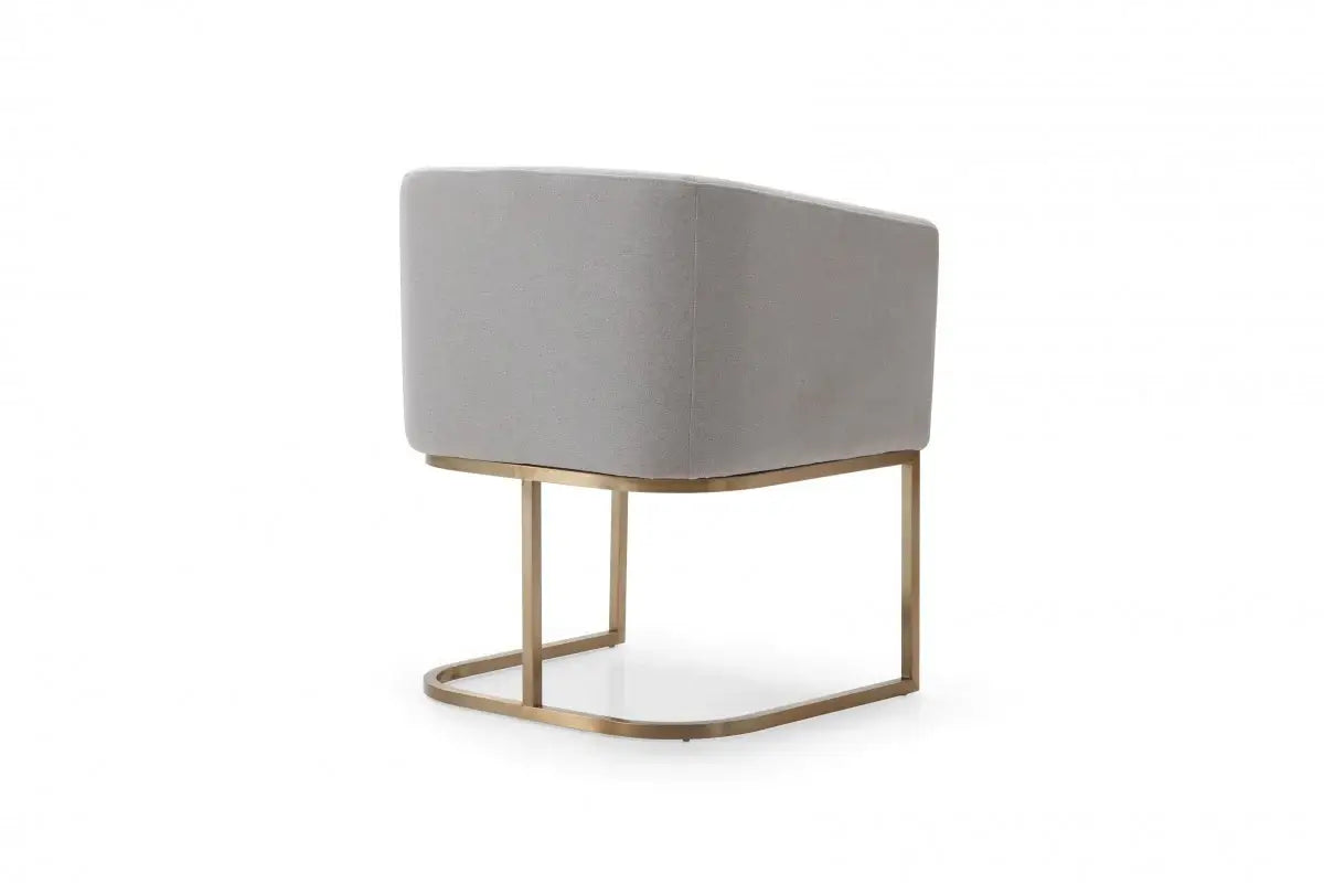 Light Gray And Antiqued Brass Upholstered Fabric Dining Arm Chair - Homeroots - Flyclothing LLC