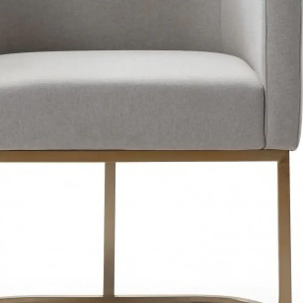 Light Gray And Antiqued Brass Upholstered Fabric Dining Arm Chair - Homeroots - Flyclothing LLC
