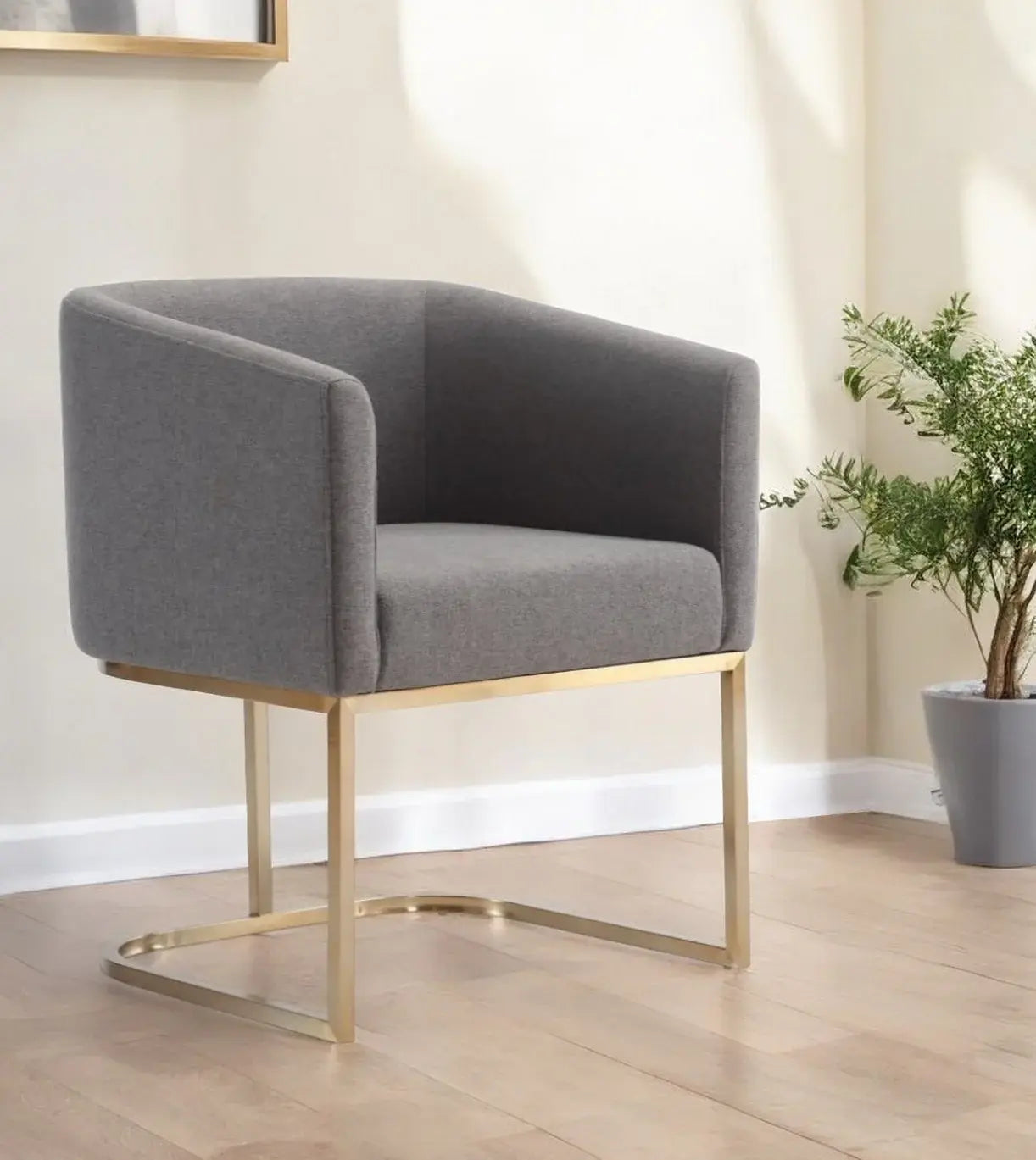 Dark Gray And Antiqued Brass Upholstered Fabric Dining Arm Chair - Homeroots - Flyclothing LLC
