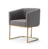 Dark Gray And Antiqued Brass Upholstered Fabric Dining Arm Chair - Homeroots - Flyclothing LLC