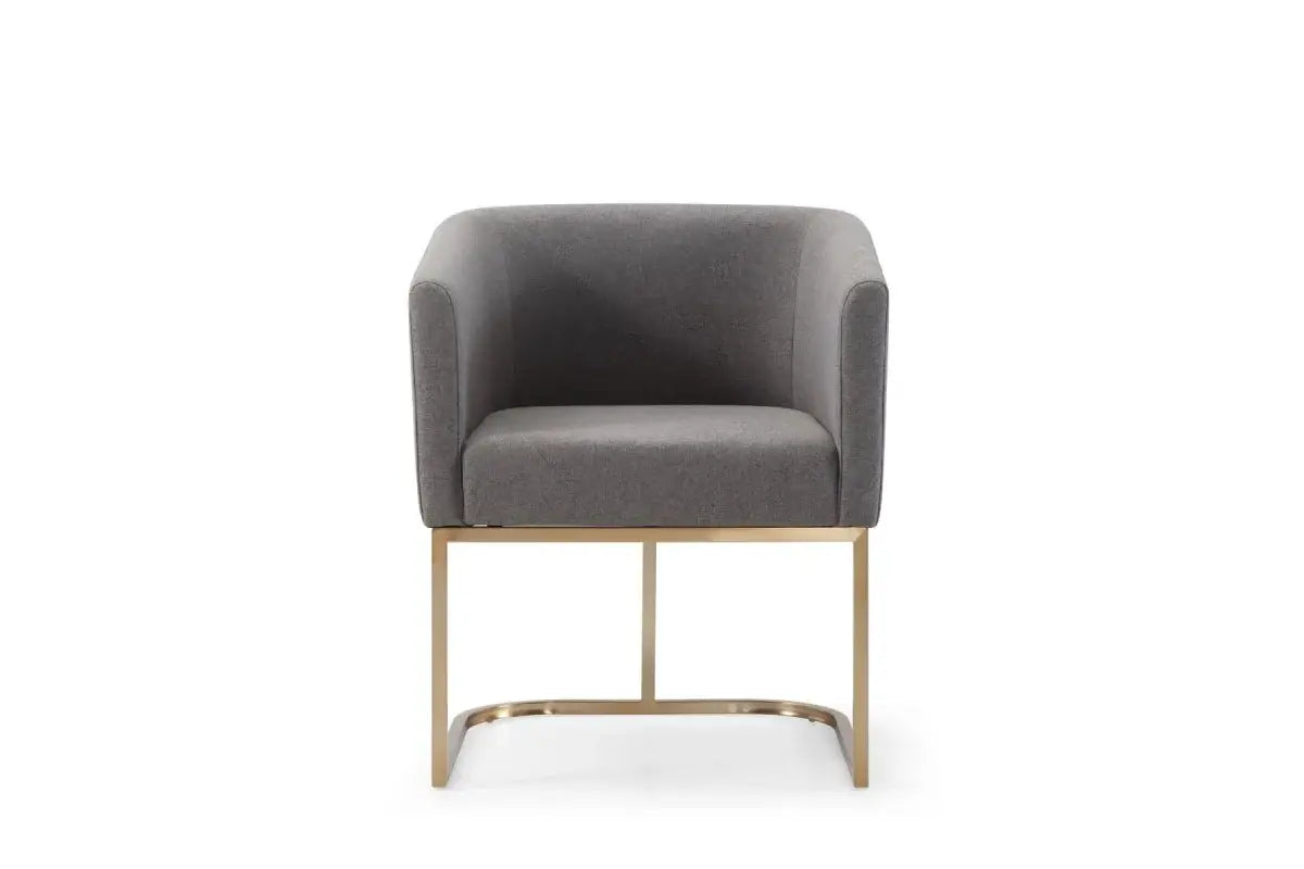 Dark Gray And Antiqued Brass Upholstered Fabric Dining Arm Chair - Homeroots - Flyclothing LLC