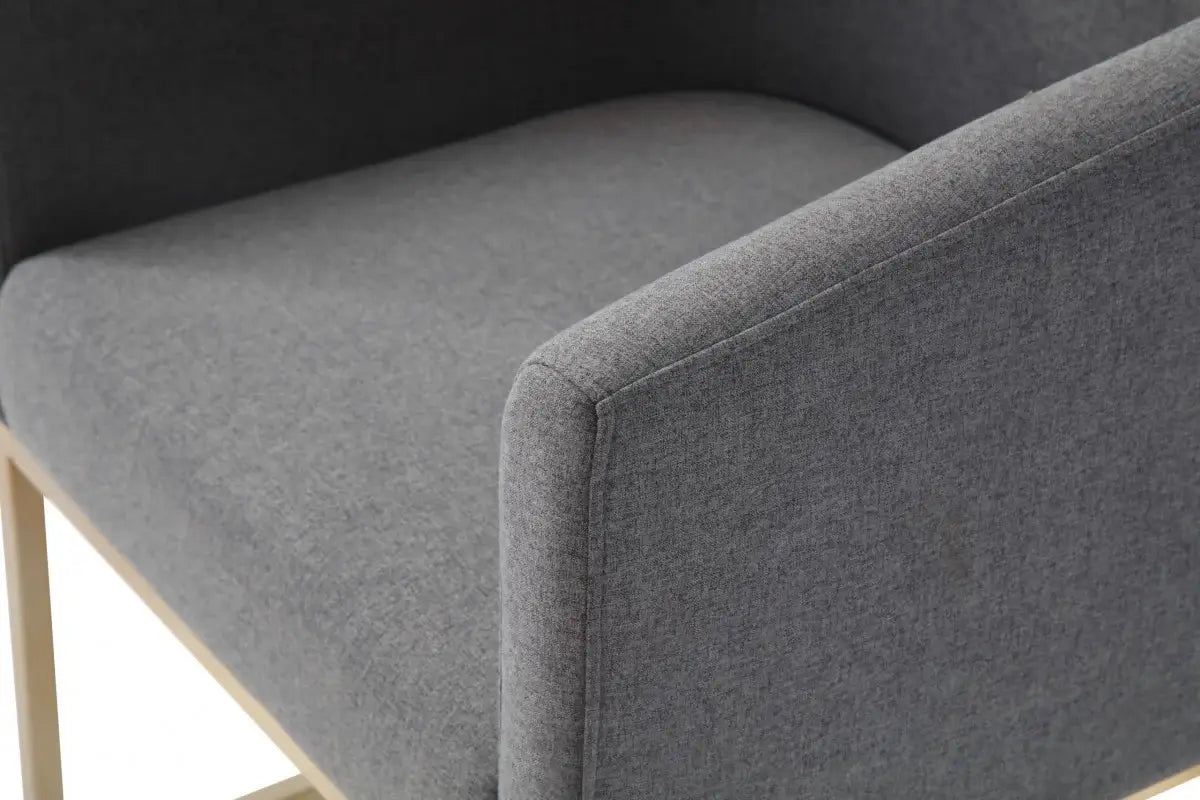 Dark Gray And Antiqued Brass Upholstered Fabric Dining Arm Chair - Homeroots - Flyclothing LLC