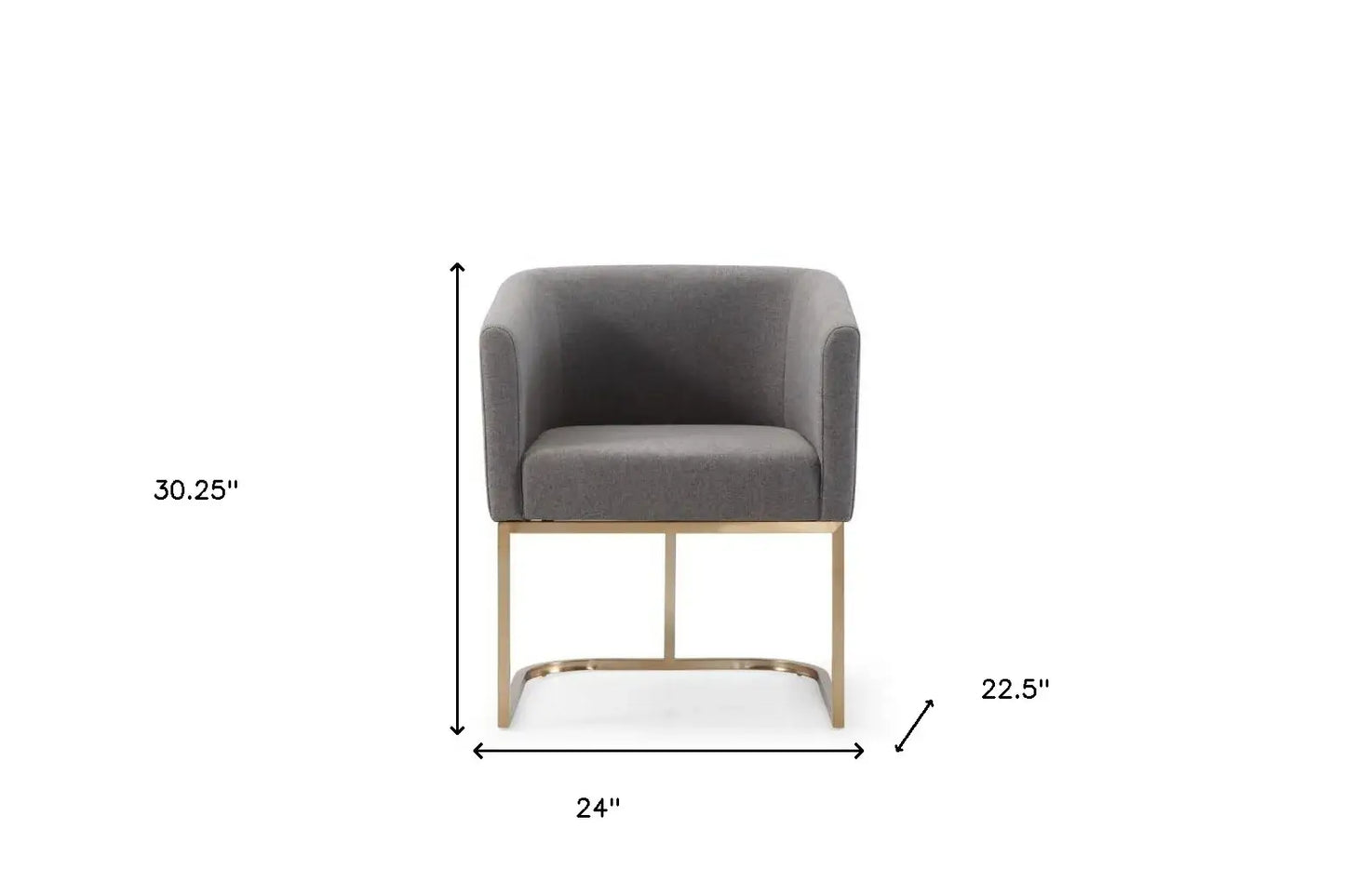 Dark Gray And Antiqued Brass Upholstered Fabric Dining Arm Chair - Homeroots - Flyclothing LLC