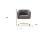 Dark Gray And Antiqued Brass Upholstered Fabric Dining Arm Chair - Homeroots - Flyclothing LLC
