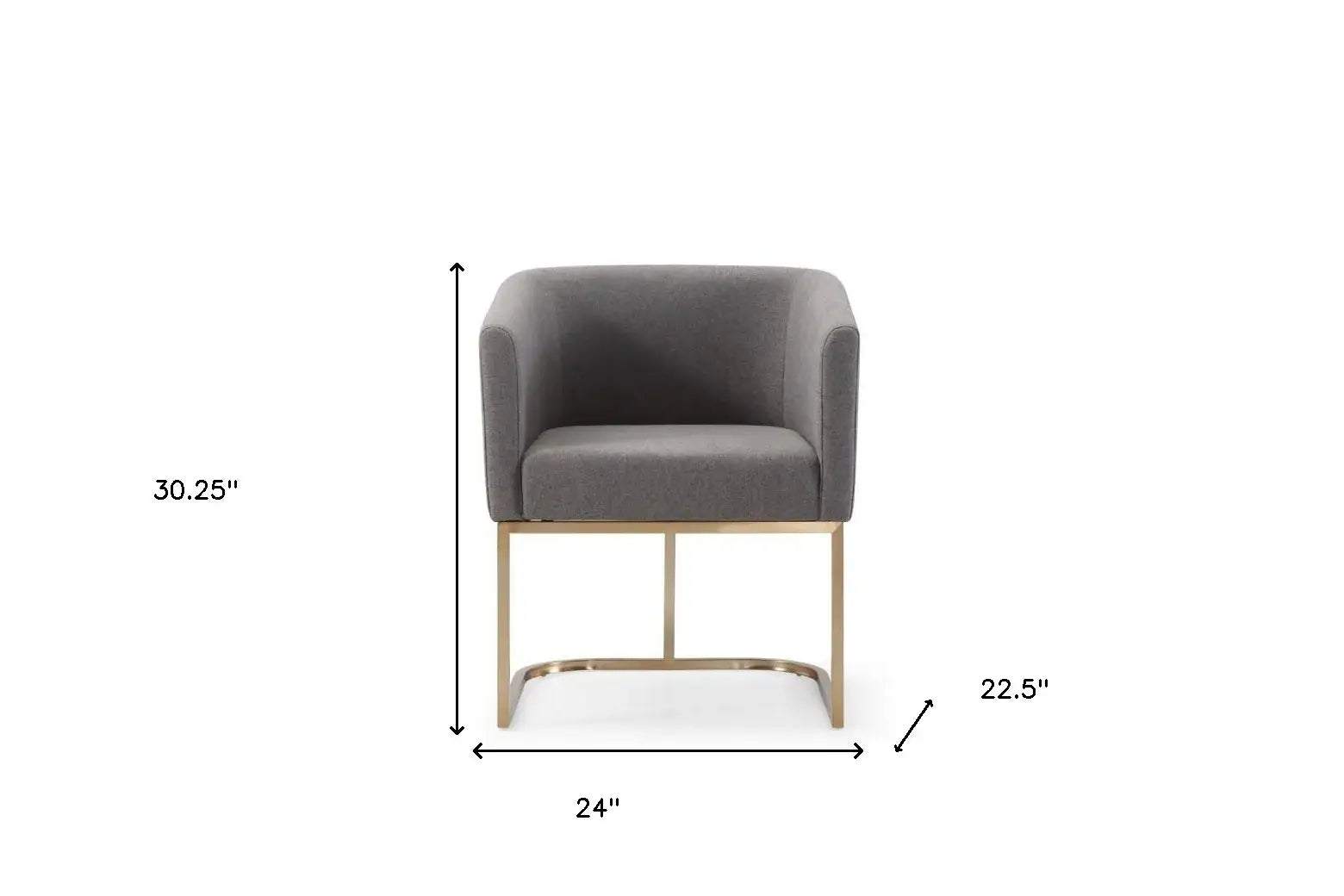 Dark Gray And Antiqued Brass Upholstered Fabric Dining Arm Chair - Homeroots - Flyclothing LLC
