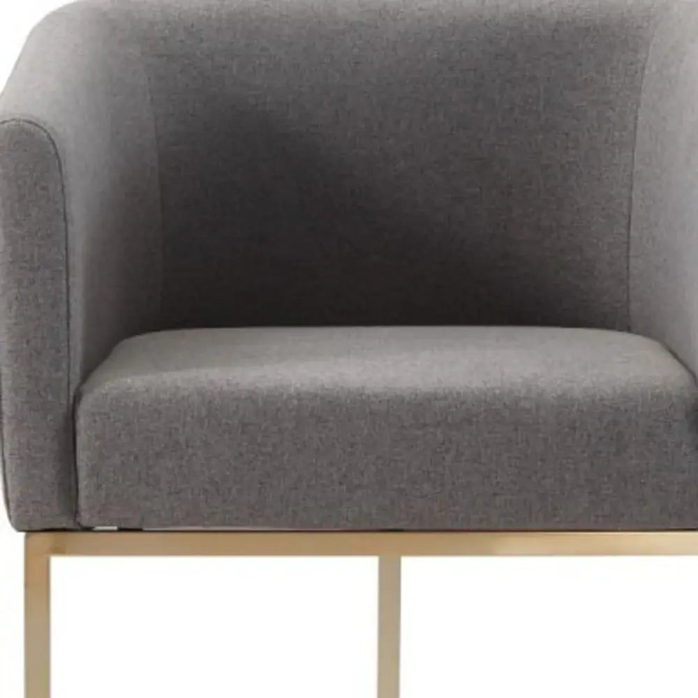 Dark Gray And Antiqued Brass Upholstered Fabric Dining Arm Chair - Homeroots - Flyclothing LLC