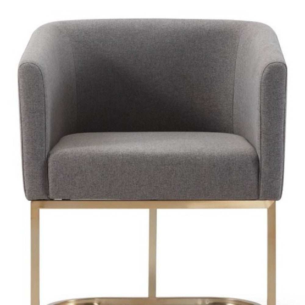 Dark Gray And Antiqued Brass Upholstered Fabric Dining Arm Chair - Homeroots - Flyclothing LLC
