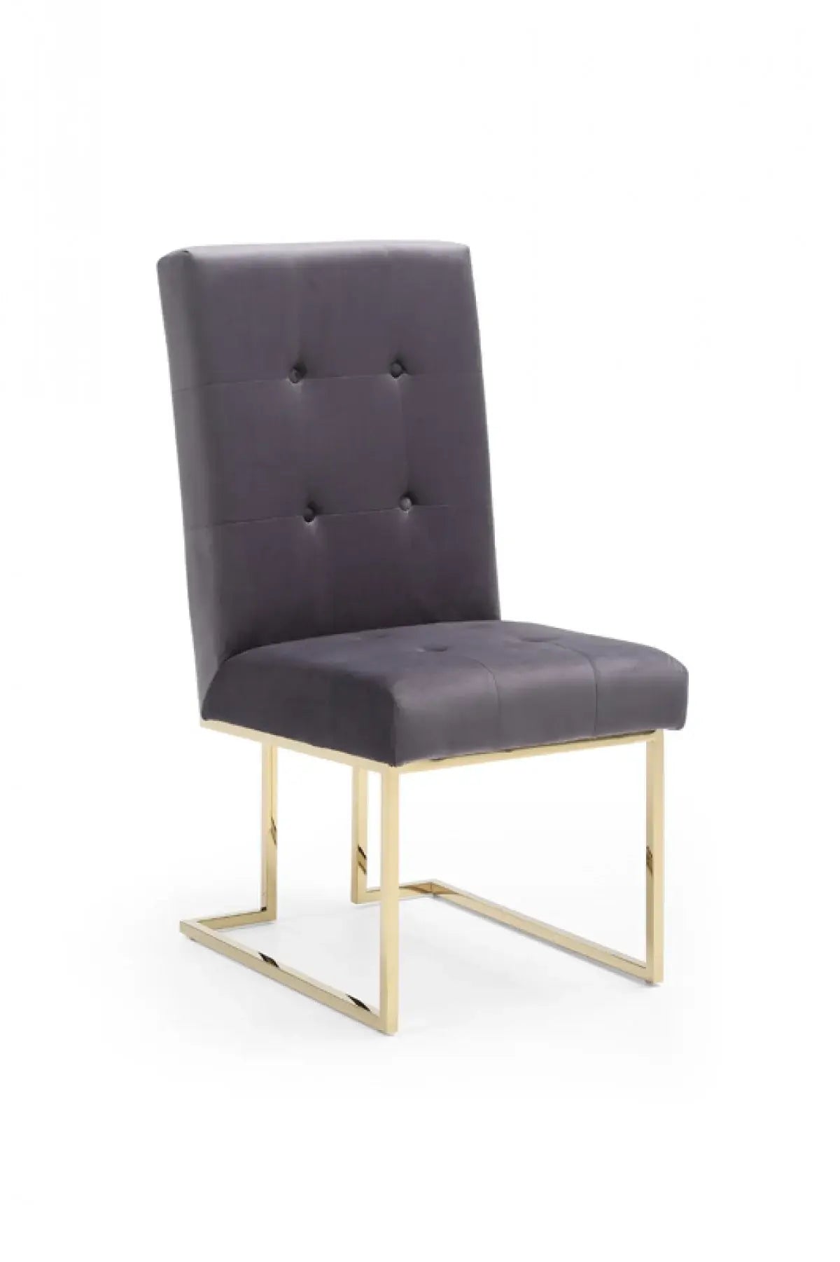 Set of Two Tufted Gray And Gold Upholstered Fabric Dining Side Chairs - Homeroots - Flyclothing LLC