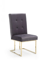 Set of Two Tufted Gray And Gold Upholstered Fabric Dining Side Chairs - Homeroots - Flyclothing LLC