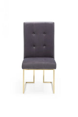 Set of Two Tufted Gray And Gold Upholstered Fabric Dining Side Chairs - Homeroots - Flyclothing LLC