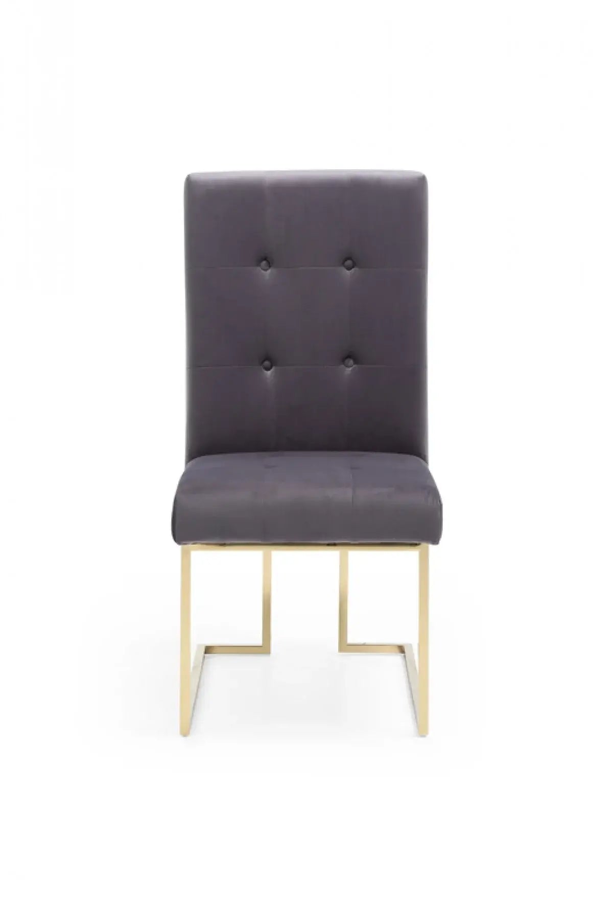 Set of Two Tufted Gray And Gold Upholstered Fabric Dining Side Chairs - Homeroots - Flyclothing LLC