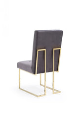 Set of Two Tufted Gray And Gold Upholstered Fabric Dining Side Chairs - Homeroots - Flyclothing LLC