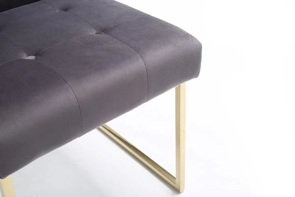 Set of Two Tufted Gray And Gold Upholstered Fabric Dining Side Chairs - Homeroots - Flyclothing LLC