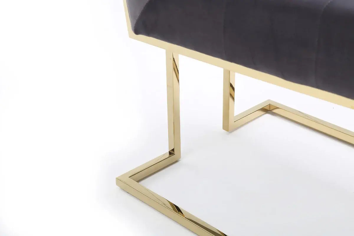 Set of Two Tufted Gray And Gold Upholstered Fabric Dining Side Chairs - Homeroots - Flyclothing LLC