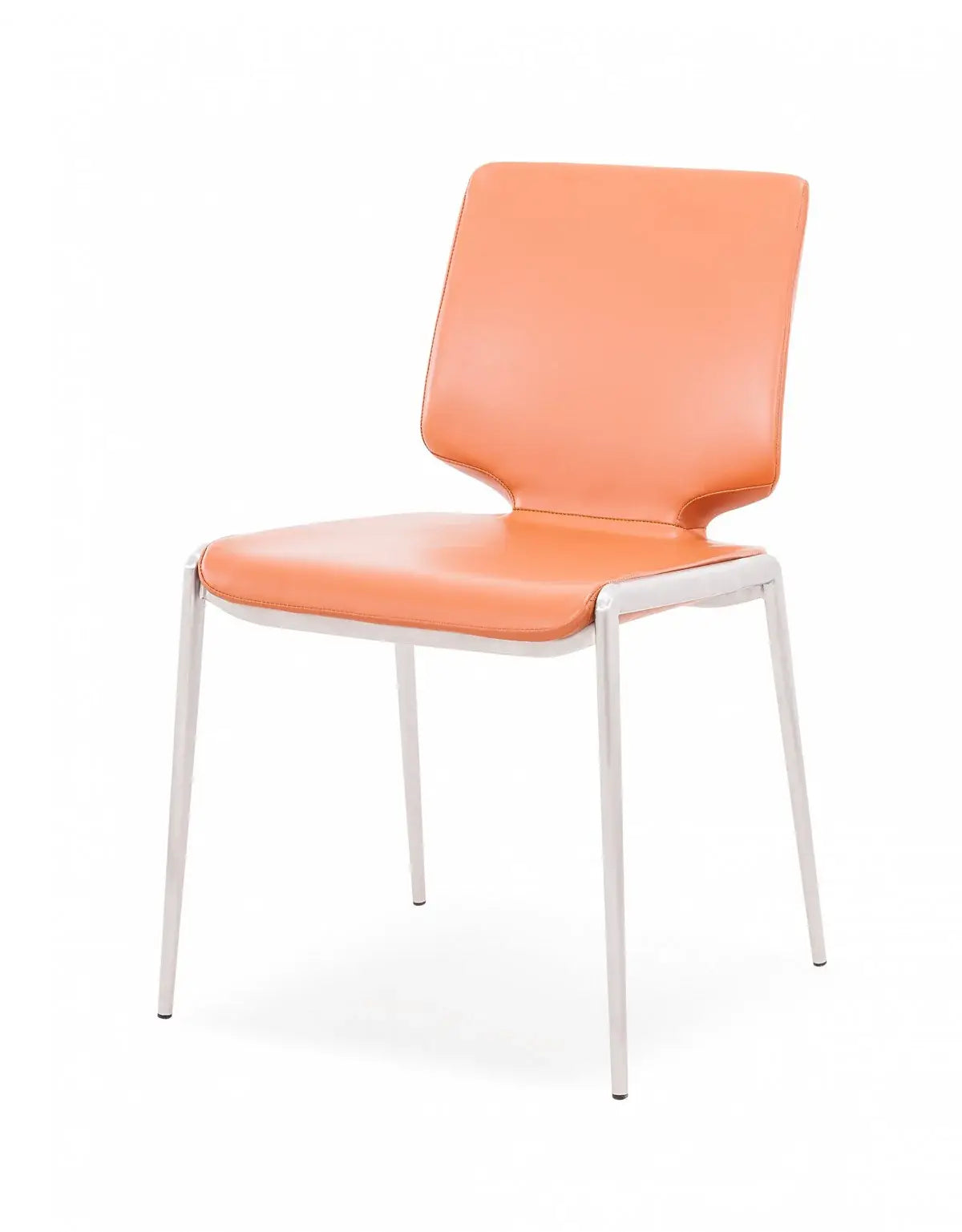 Set of Two Terra Cotta And Silver Upholstered Faux Leather Dining Side Chairs - Homeroots - Flyclothing LLC