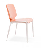 Set of Two Terra Cotta And Silver Upholstered Faux Leather Dining Side Chairs - Homeroots