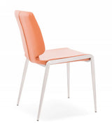 Set of Two Terra Cotta And Silver Upholstered Faux Leather Dining Side Chairs - Homeroots - Flyclothing LLC
