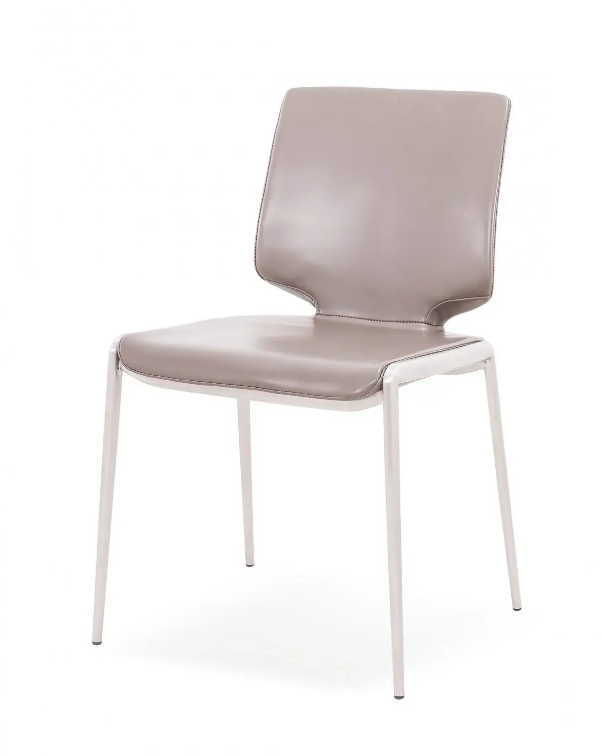Set of Two Dark Gray And Silver Upholstered Faux Leather Dining Side Chairs - Homeroots - Flyclothing LLC