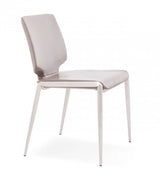 Set of Two Dark Gray And Silver Upholstered Faux Leather Dining Side Chairs - Homeroots - Flyclothing LLC