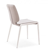 Set of Two Dark Gray And Silver Upholstered Faux Leather Dining Side Chairs - Homeroots - Flyclothing LLC