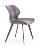 Set of Two Dark Brown And Black Upholstered Faux Leather Dining Side Chairs - Homeroots