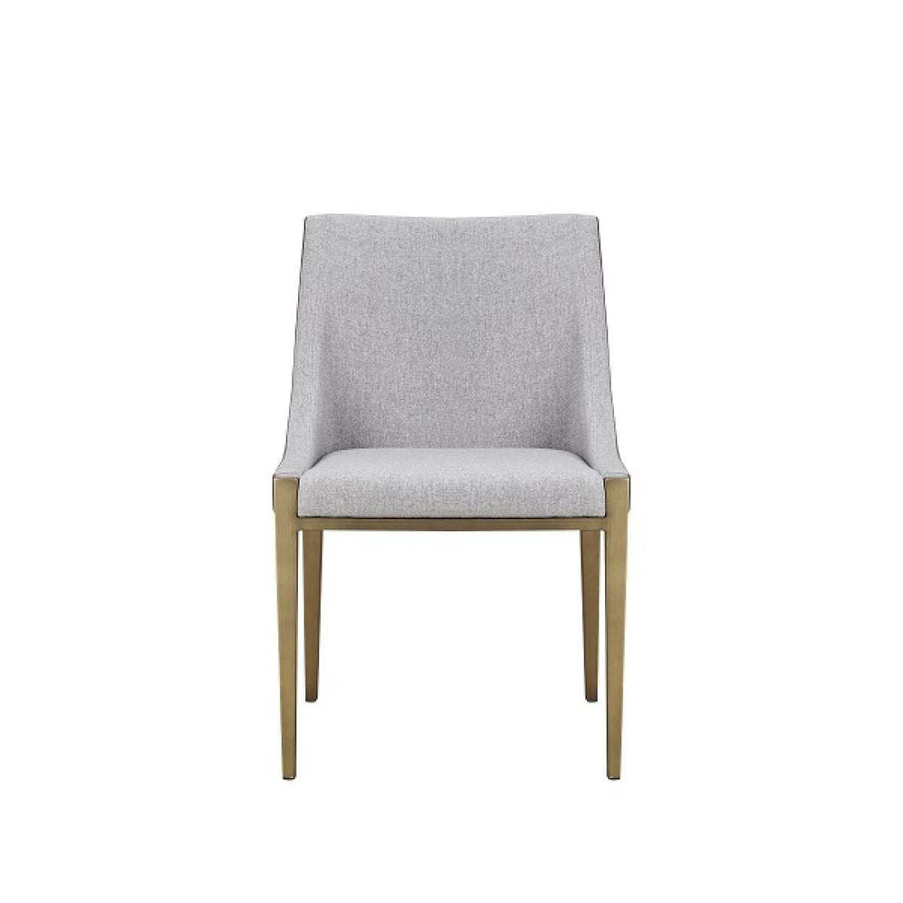 Gray And Brass Upholstered Fabric Dining Side Chair - Homeroots - Flyclothing LLC