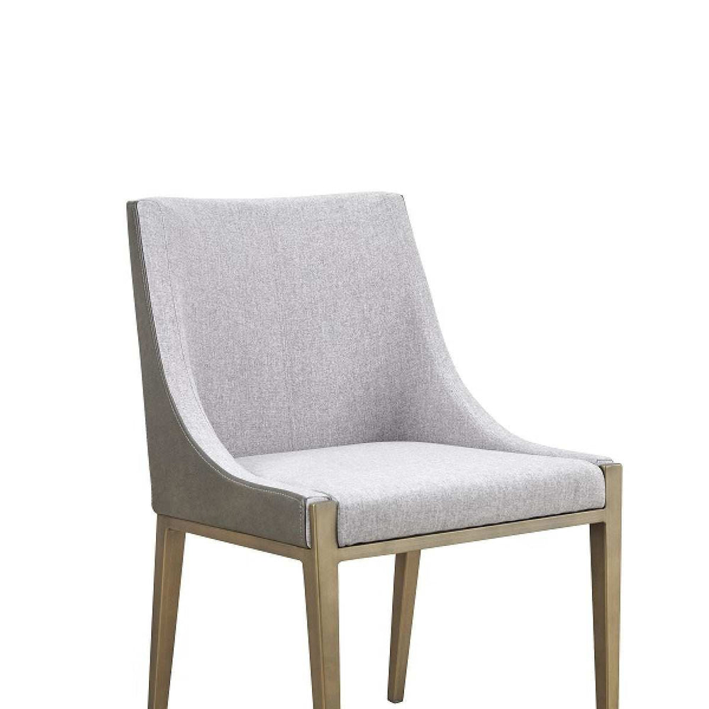 Gray And Brass Upholstered Fabric Dining Side Chair - Homeroots - Flyclothing LLC