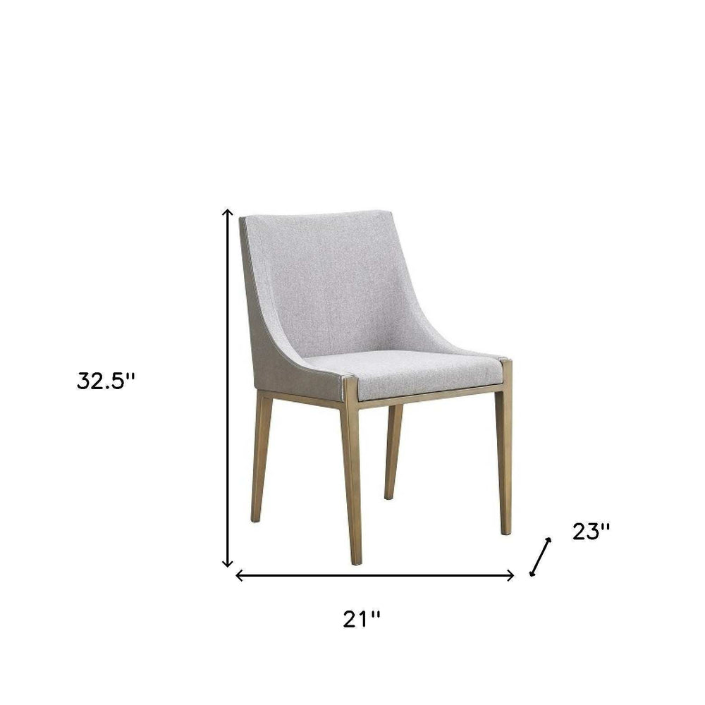Gray And Brass Upholstered Fabric Dining Side Chair - Homeroots - Flyclothing LLC