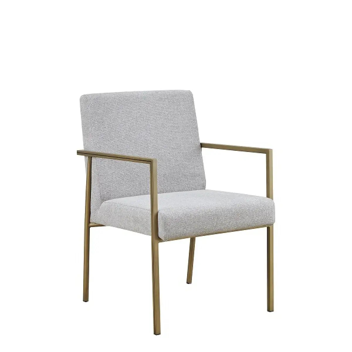 Light Gray And Brass Upholstered Fabric Dining Arm Chair - Homeroots - Flyclothing LLC