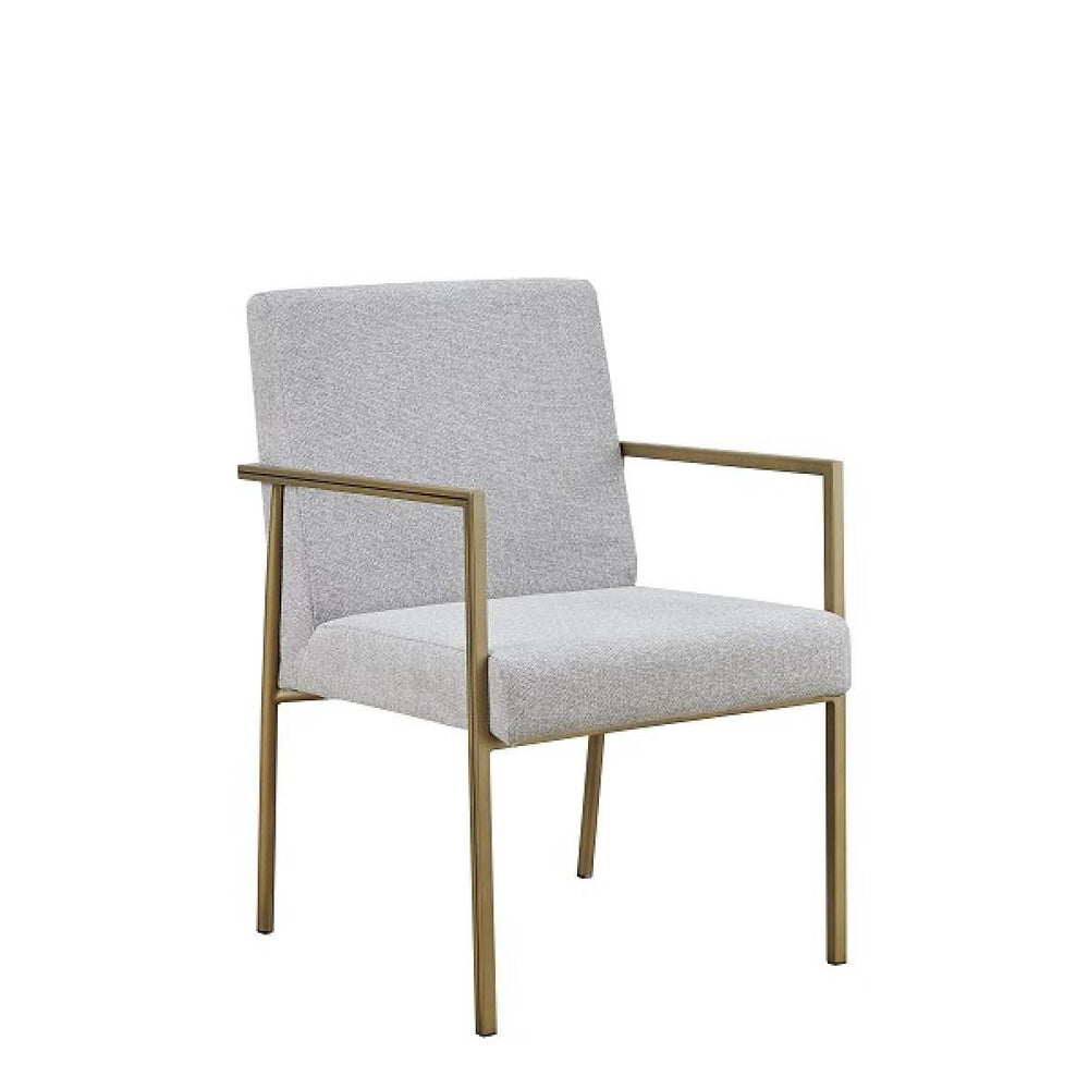 Light Gray And Brass Upholstered Fabric Dining Arm Chair - Homeroots - Flyclothing LLC