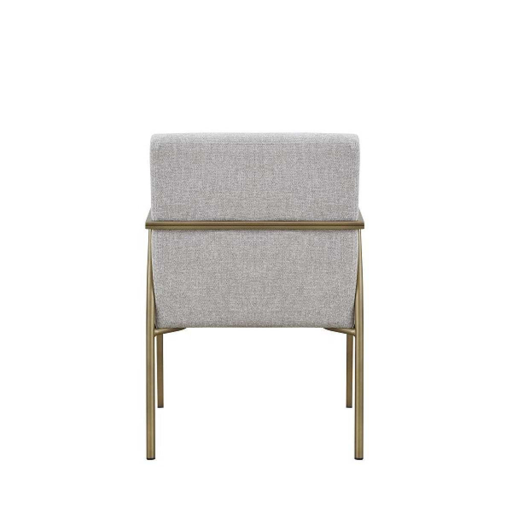 Light Gray And Brass Upholstered Fabric Dining Arm Chair - Homeroots - Flyclothing LLC