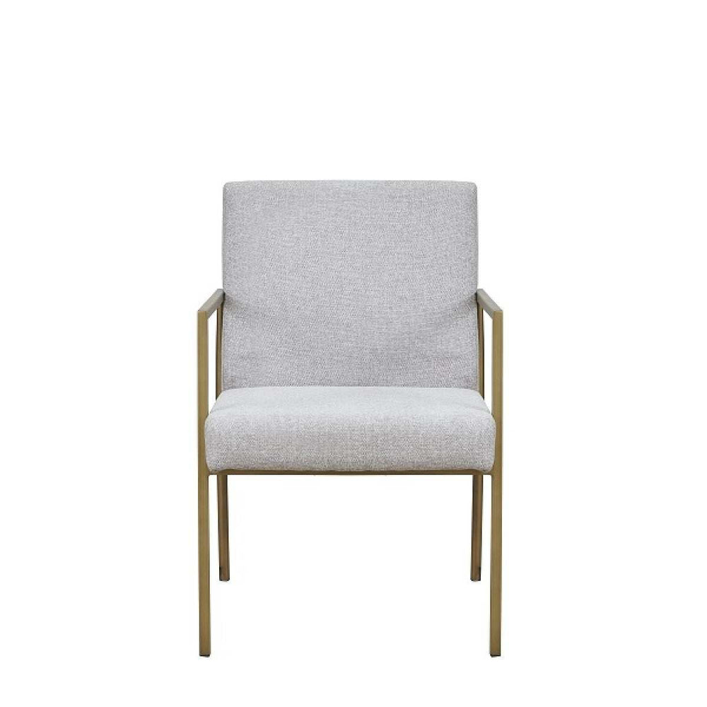 Light Gray And Brass Upholstered Fabric Dining Arm Chair - Homeroots - Flyclothing LLC