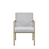 Light Gray And Brass Upholstered Fabric Dining Arm Chair - Homeroots