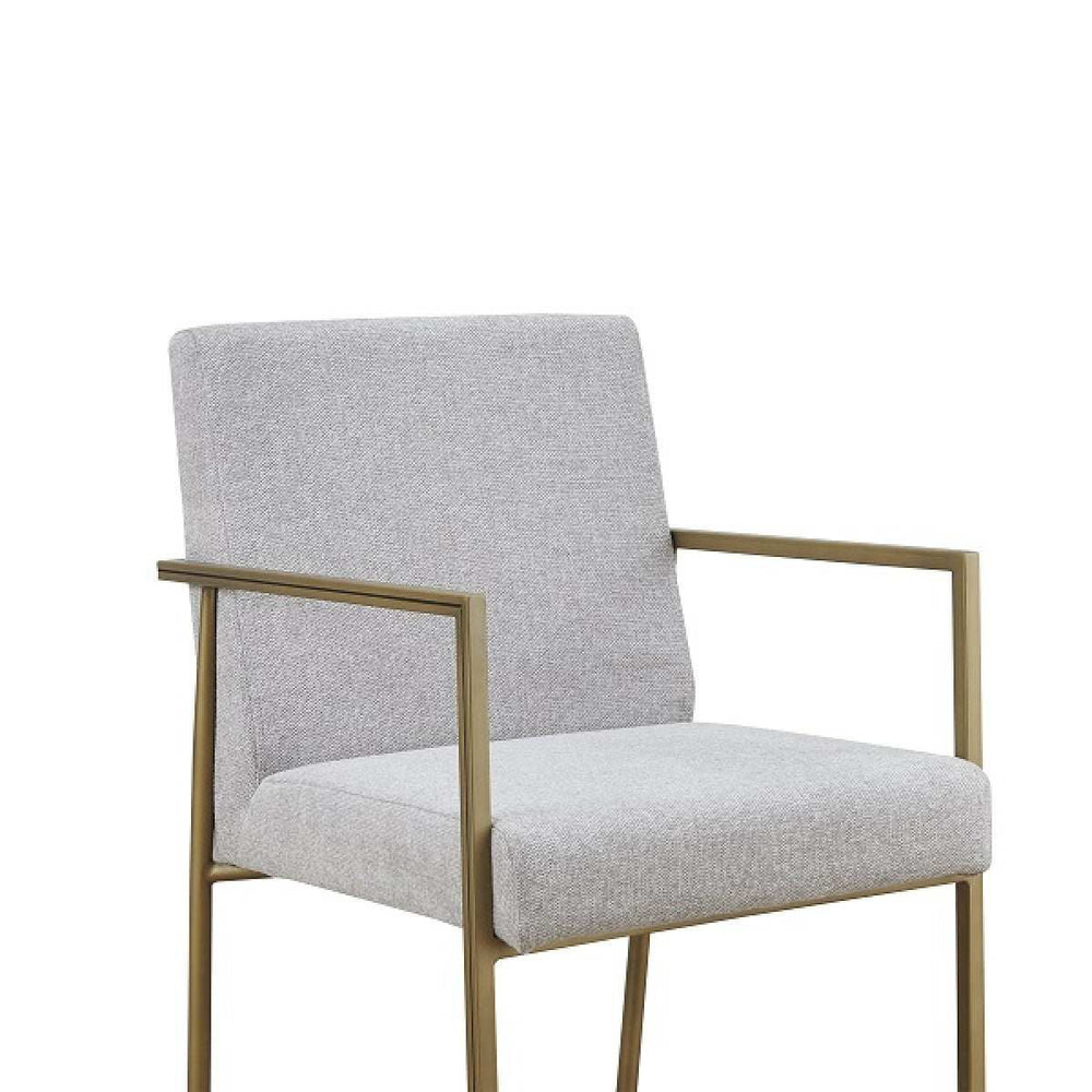 Light Gray And Brass Upholstered Fabric Dining Arm Chair - Homeroots - Flyclothing LLC