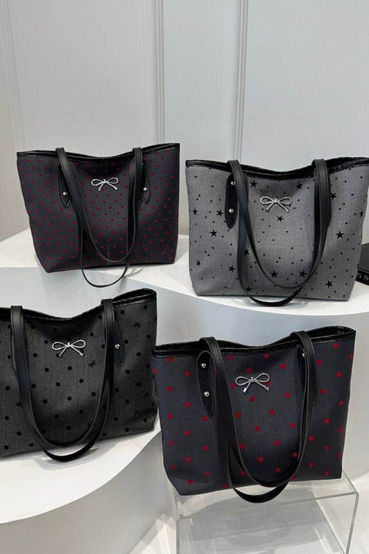 Bow Trim Polyester Tote Bag - Trendsi
