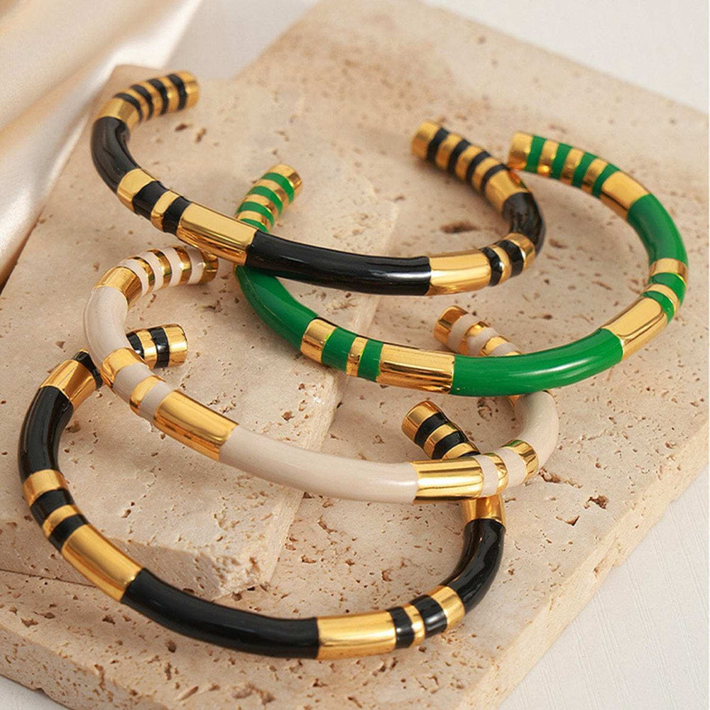 Enamel Titanium Steel Cuff Bracelet - Trendsi - Flyclothing LLC