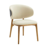 Cream And Brown Upholstered Fabric Wing Back Dining Side Chair - Homeroots - Flyclothing LLC