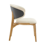 Cream And Brown Upholstered Fabric Wing Back Dining Side Chair - Homeroots